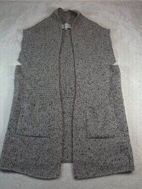 Brochu Walker 100% Cashmere Noah Wrap Open Knit Vest S Cardigan Earthen Tweed Gr